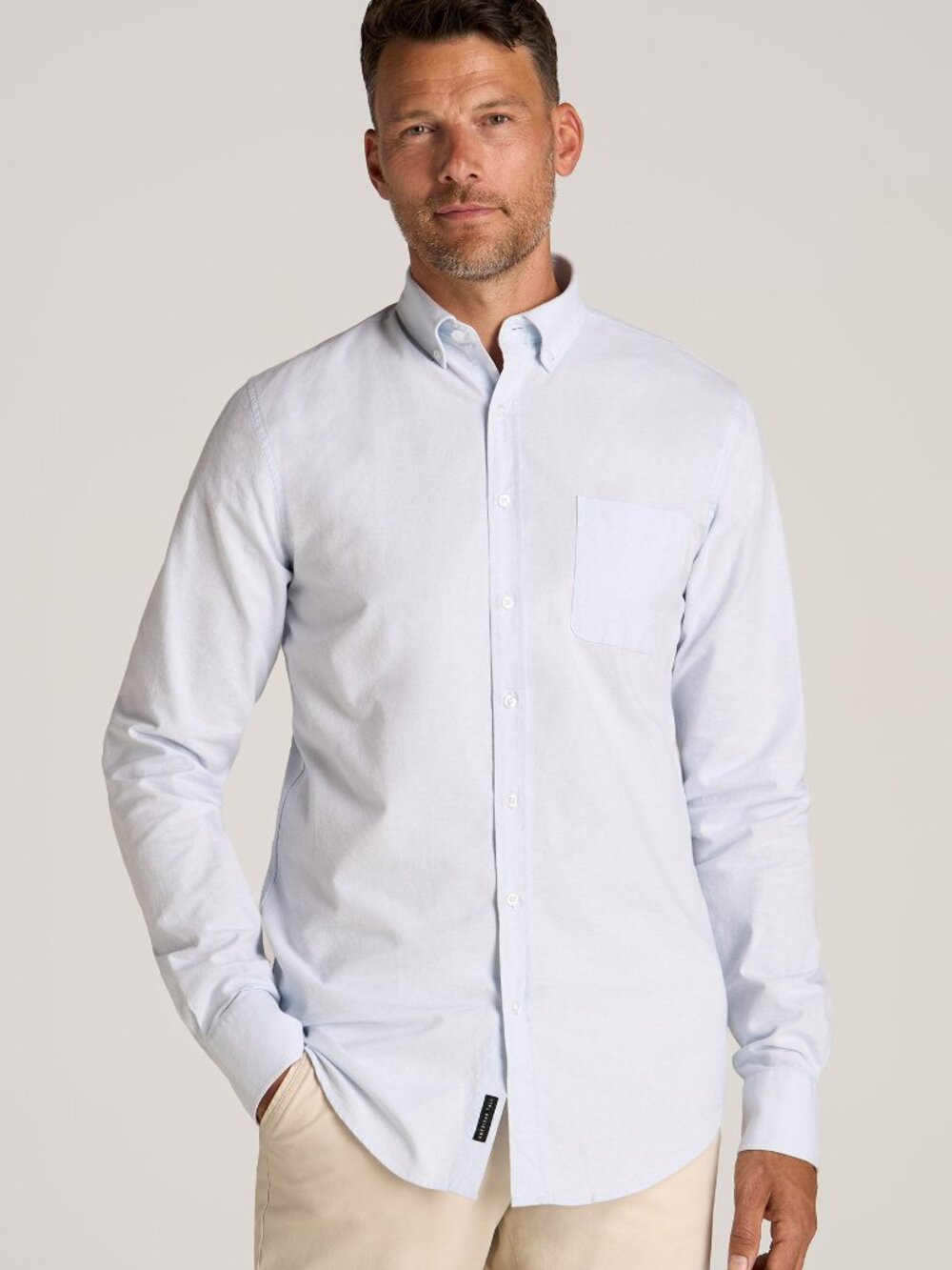 American Tall Washed Oxford Shirt for Tall Men in Light Blue Size LL / Tall / Li